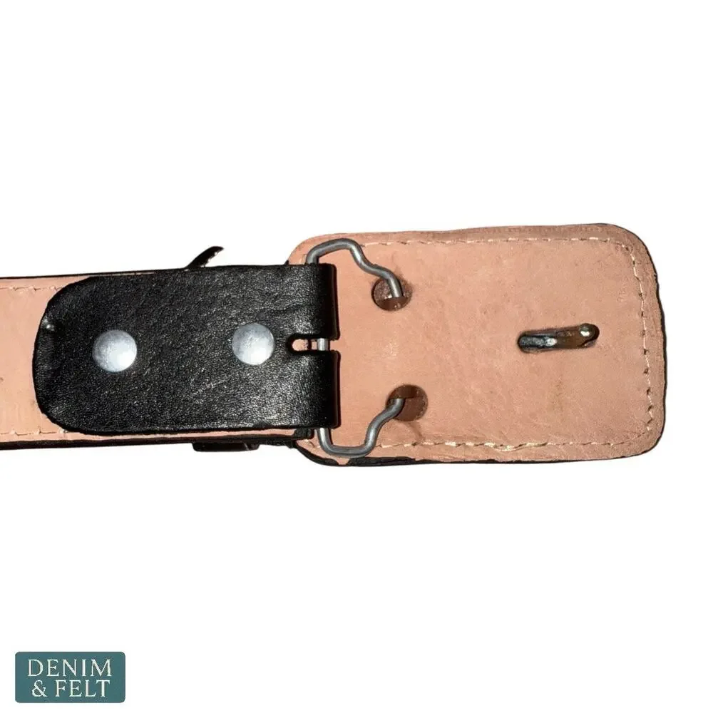 NEW Cinturon Montoro Black Leather Western Belt Bull Embroidered‎ Buckle Mens 42
